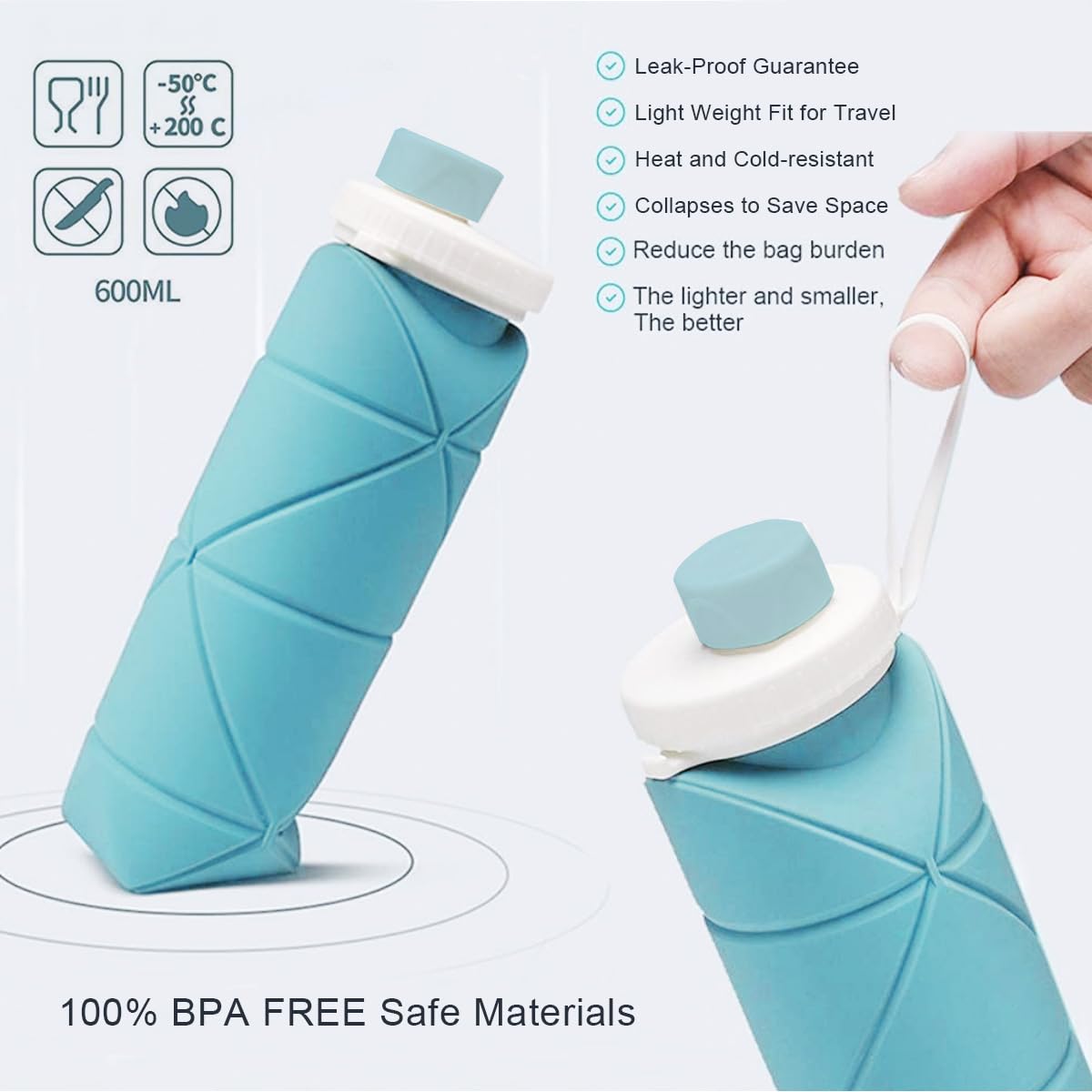 600ml Collapsible & Silicone Bottle